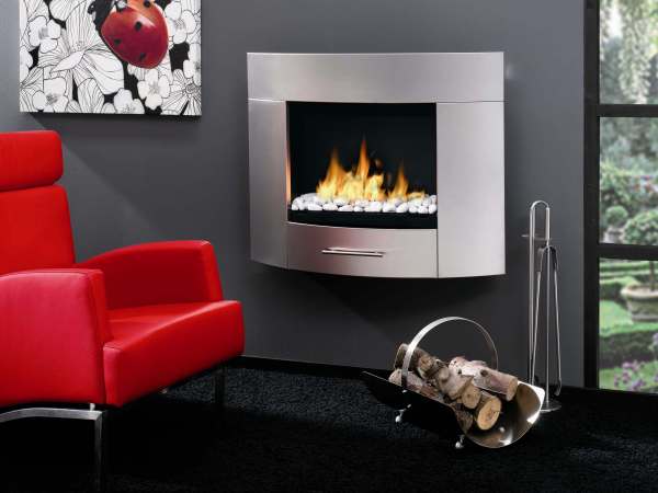 Wandkamin Ethanol-Kamin silber CC