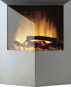 Silver Fountain Designer Wandkamin elektrisch / Elektrokamin aus Metall und Glas - Stahl, Edelstahl